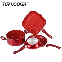 Modern kitchen color non-stick cookware cooking pan set